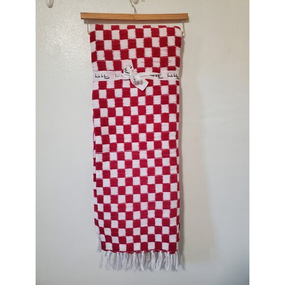 Nicole Miller Home Chenille Throw Blanket Pink White Checkered Fringe 50x70 New - Picture 6 of 13